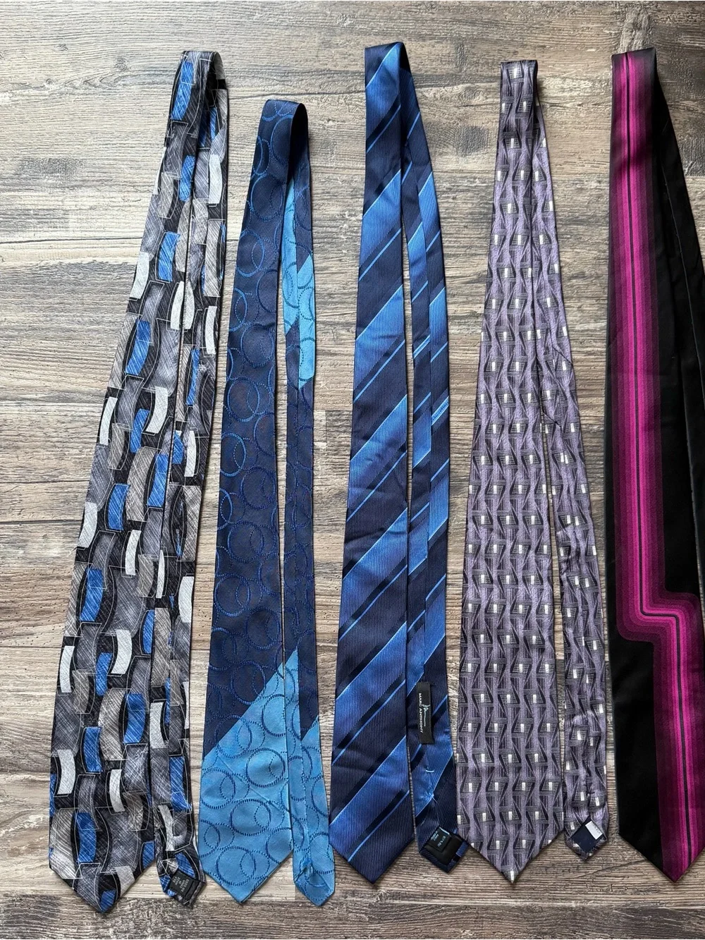 Lot of 7 assorted blue purple pink black men’s neck ties Puritan Croft & Barrow